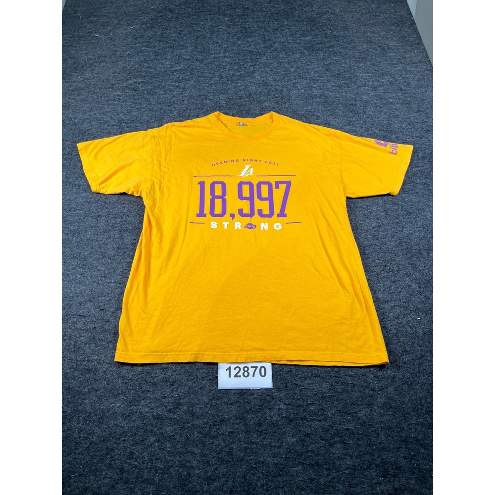 Los Angeles Lakers T Shirt Mens XL Yellow Cotton Opening Night 18997 Strong NBA